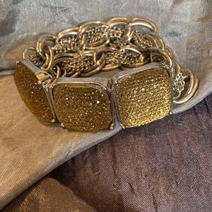 SILVER GLITTER SQUARE CHAIN BRACELET